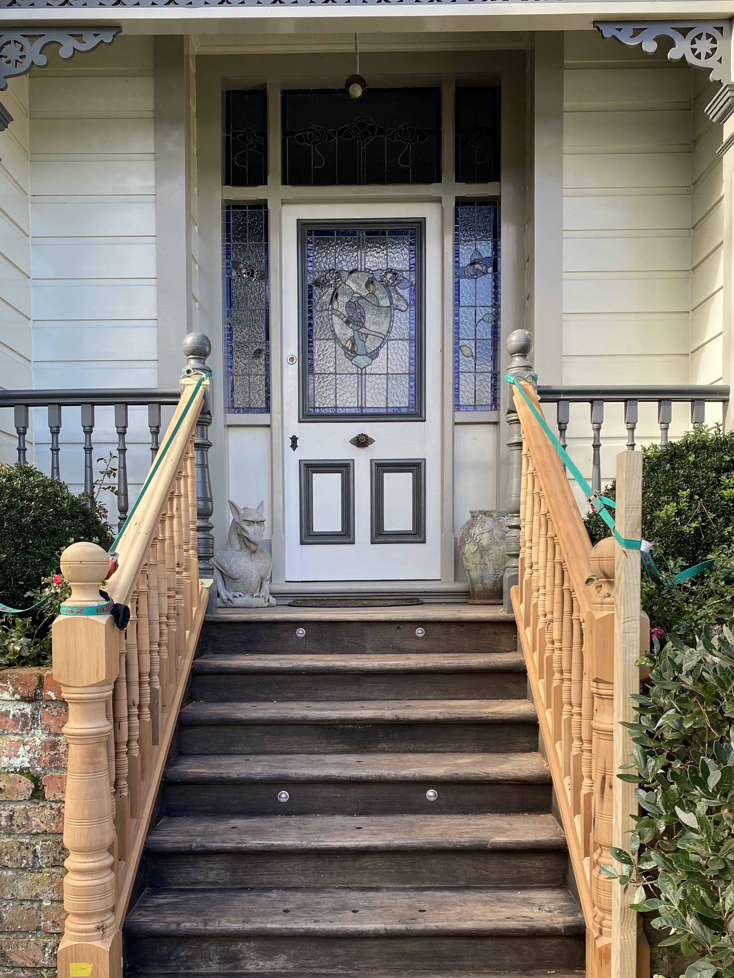 Heritage villa Wellington villa renovations. Restored timber stairs and railing. Heritage home restorations Wellington.